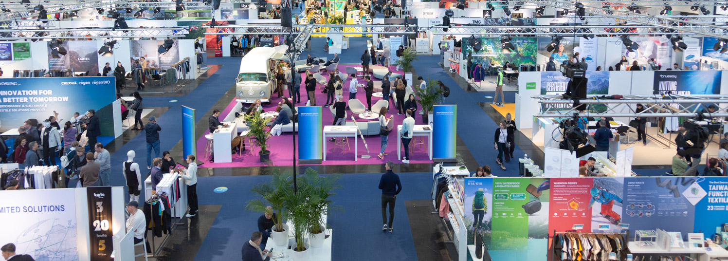 Image of exhibition hall featuring circular textile solutions.